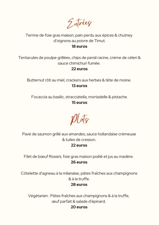 Entrée et plat novembre et décembre 2024, Grenoble, L’Inspiration