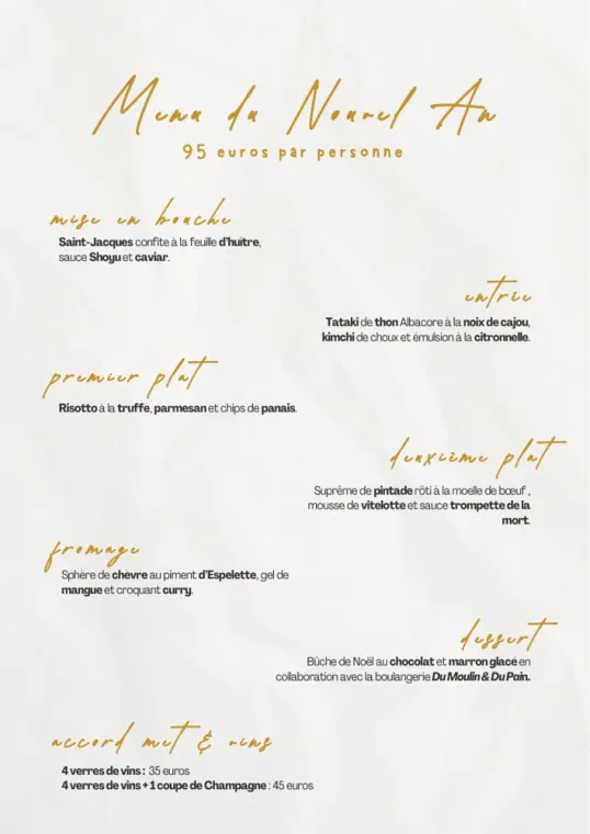 Menu du Nouvel an 2025, Grenoble, L’Inspiration