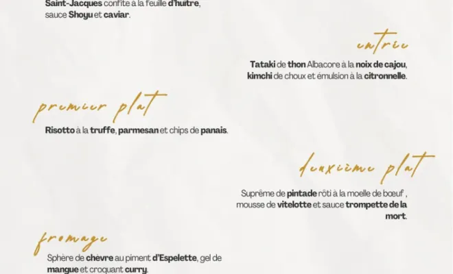 Menu du Nouvel an 2025, Grenoble, L’Inspiration
